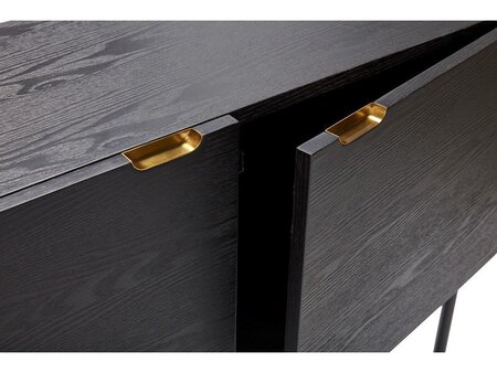 Huebsch Kommode, Esche, Schwarz/messing