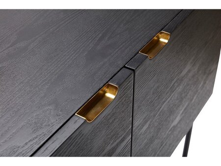 Huebsch Kommode, Esche, Schwarz/messing