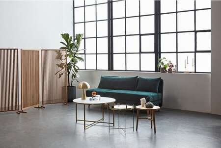 Huebsch Tisch, Metall/Glas, Weiß/Messingfarbend