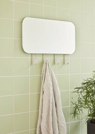 Huebsch Hakenleiste m Spiegel 4 Haken Metall weiss