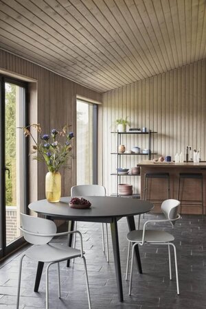 Huebsch Esstisch rund Eiche/Nano-Laminat schwarz