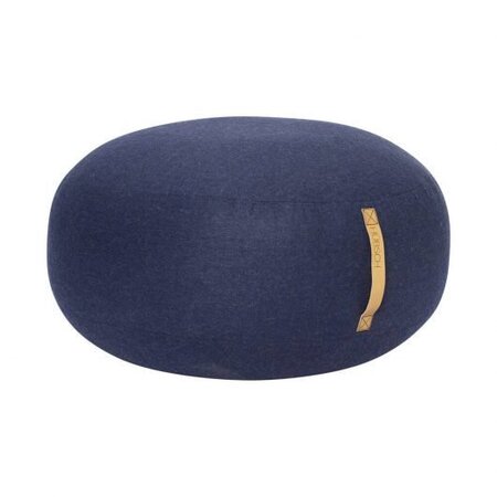 Huebsch Pouf m Lederhenkel Wolle blau - ø70 cm