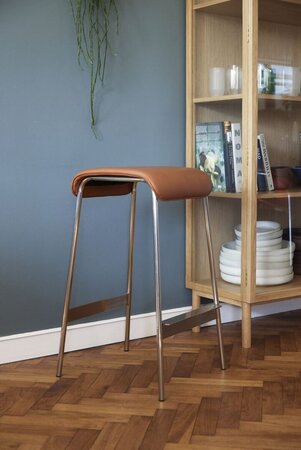 Huebsch Avenue Bar Stool Nickel/Brown