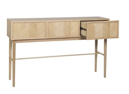 Huebsch Herringbone Console Table Drawers Natural