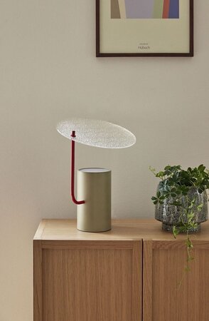 Huebsch Disc Table Lamp Khaki/Red/Textured