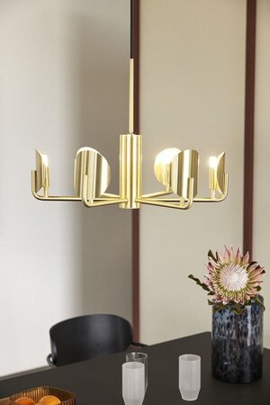 Huebsch Pomp Chandelier Brass