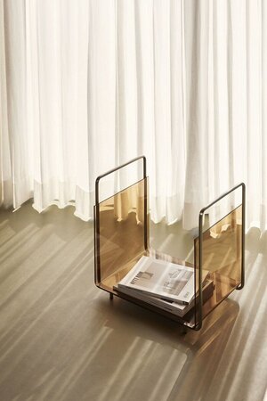 Hubsch Echo Magazine Holder Brown/Nickel