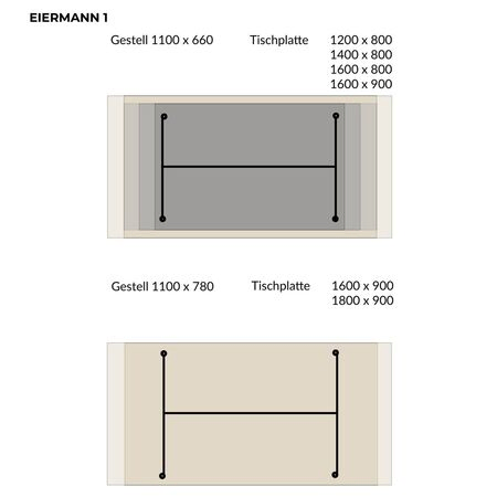 Tischgestell Egon Eierman Tischplatten Tischplattengrössen