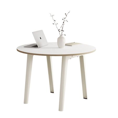 TIPTOE New modern round table - White laminate Cream White 