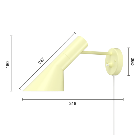 Louis Poulsen  'AJ' Wandleuchte mit Schalter von Louis Poulsen Soft Lemon