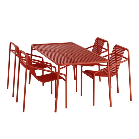 Objekte Unserer Tage Ivy Outdoor Set- (Tisch Large, 4 x Dining Chair) -Sienna Rot