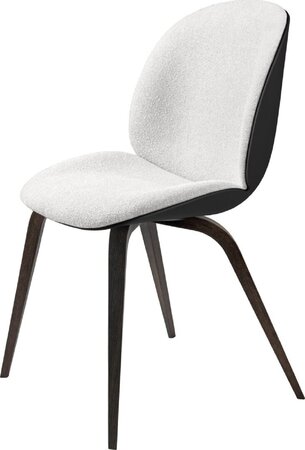 Gubi Beetle Dining Chair - Front Upholstered - Wood Base: Light Boucle 001