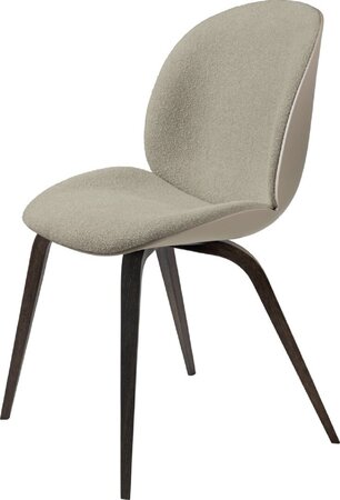 Gubi Beetle Dining Chair - Front Upholstered - Wood Base: Light Boucle 008