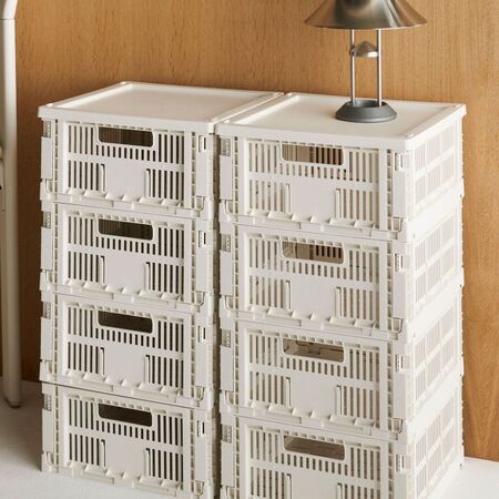 Aufbewahrungsbox von Hay Colour Crate Large mit Kunststoff Deckel
