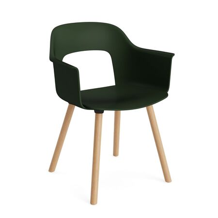 HAY Living Armlehnstuhl mit Holzbeinen Layout 221 von Hay Bottle green, Natural 