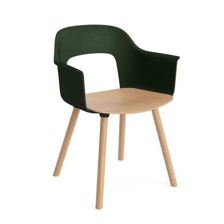 HAY Living Armlehnstuhl mit Holzbeinen Layout 222 von Hay Bottle green, Natural 