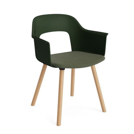 HAY Living Armlehnstuhl mit Holzbeinen und Sitzpolsterung Layout 223 von Hay Bottle Green / Mode - 072 , Natural 
