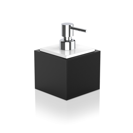 Decor Walther Seifenspender Brownie SSP-Lederimitat schwarz / schwarzes Glas mit Pumpe Chrom
