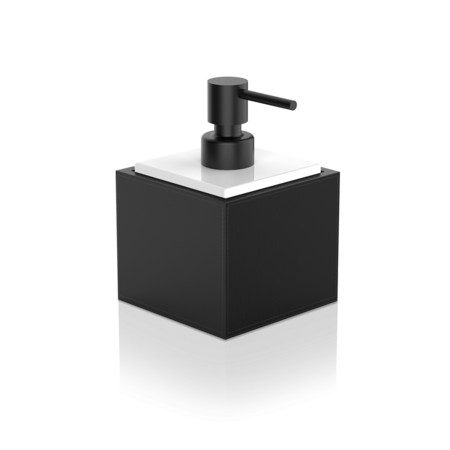 Decor Walther Seifenspender Brownie SSP-Lederimitat schwarz / schwarzes Glas mit schwarzer Pumpe