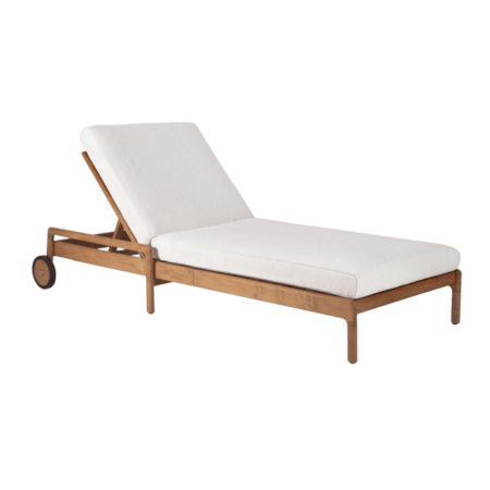Ethnicraft Jack verstellbarer Liegestuhl für Draußen Teak / Off White / Dicke Unterlage