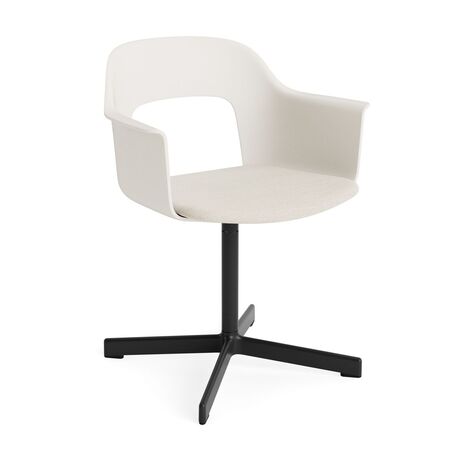 HAY Living Armlehnstuhl mit Drehgestell und Sitzpolsterung Layout 233 von Hay Cream White / Mode - 011, Schwarz pulverbeschichtet Aluminium