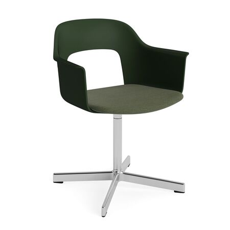 HAY Living Armlehnstuhl mit Drehgestell und Sitzpolsterung Layout 233 von Hay Bottle Green / Mode - 072 , Aluminium poliert