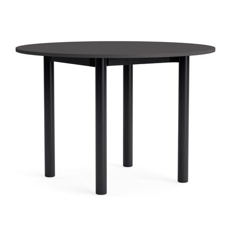 HAY Living Runder Esstisch Annex von Hay Ø: 110 cm, Linoleum Dark Grey, Eiche schwarz Wasser lackiert