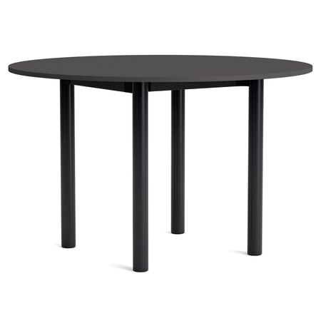 HAY Living Runder Esstisch Annex von Hay Ø: 120 cm , Linoleum Dark Grey, Eiche schwarz Wasser lackiert