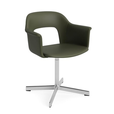 HAY Living Armlehnstuhl mit Drehgestell und Vollpolsterung Layout 234 von Hay Aluminium poliert, Grano - Caper green