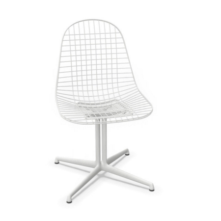 Vitra Wire Chair DKL Weiss 04 pulverbeschichtet (glatt), Filzgleiter weiss 04 für harte Böden 05 
