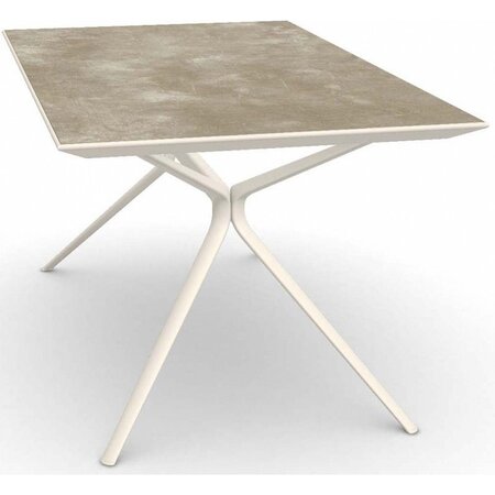 Fast Moai Outdoor Tisch Stein rechteckig - Gestell Cremeweiss / Haselnussbraun