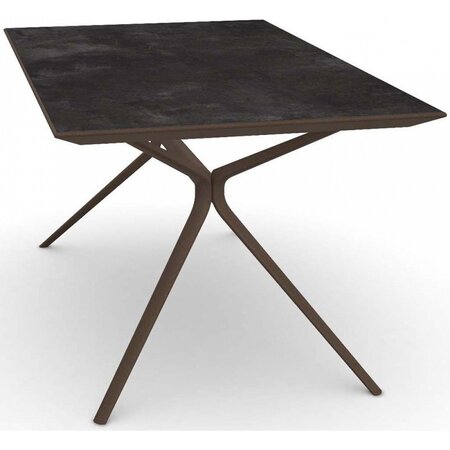 Fast Moai Outdoor Tisch Stein rechteckig - Gestell Dunkelbraun