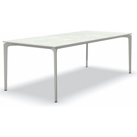 Fast AllSize Tisch mit Platte aus Feinsteinzug, Snow-Eisengrau