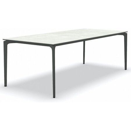 Fast AllSize Tisch mit Platte aus Feinsteinzug, Snow-Metallgrau