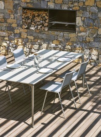 Fast AllSize Tisch mit Platte aus Feinsteinzug, Snow