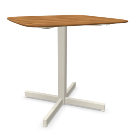 EMU Shine Tisch quadratish Tischplatte Teak 79x79-23 Metall Mattweiss, 82 Holz Teak