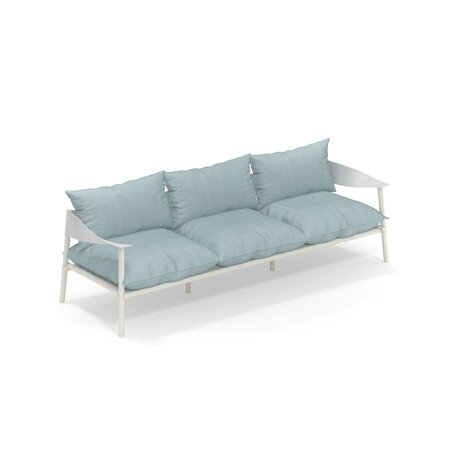 Emu Terramare Sofa 3 Sitzer - Gestellfarbe 23 Matt White - Armlehne EcoLeder 200/92 White - Polster 700/10 hellblau