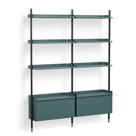 HAY Living Regalsystem Pier Combination 132 - Columns 2 von Hay Blau, Aluminium schwarz eloxiert