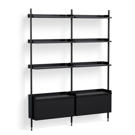 HAY Living Regalsystem Pier Combination 132 - Columns 2 von Hay Schwarz, Aluminium schwarz eloxiert