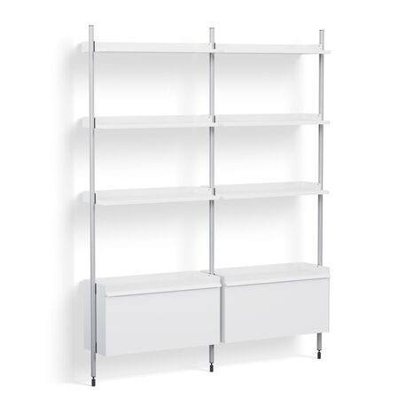 HAY Living Regalsystem Pier Combination 132 - Columns 2 von Hay Weiss, Aluminium klar eloxiert
