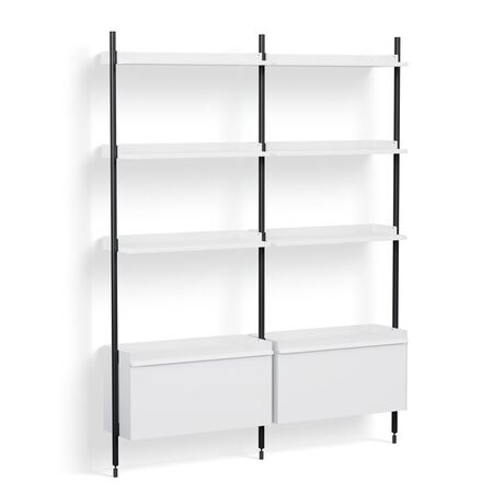 HAY Living Regalsystem Pier Combination 132 - Columns 2 von Hay Weiss, Aluminium schwarz eloxiert