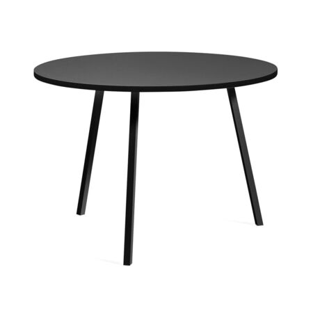 HAY Accessoires Loop Stand Table Round Ø: 105 cm / H: 74 cm, Linoleum Schwarz, Stahl pulverbeschichtet schwarz