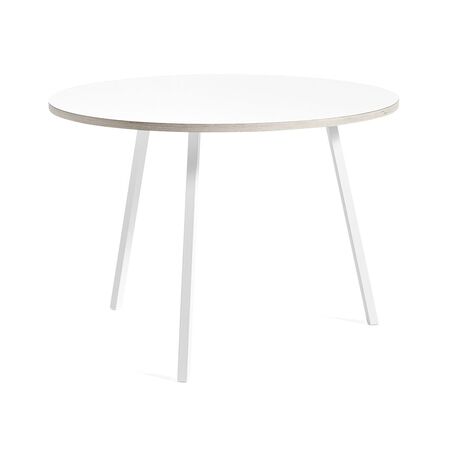 HAY Accessoires Loop Stand Table Round Ø: 105 cm / H: 74 cm, Laminat Weiss, Stahl pulverbeschichtet weiss