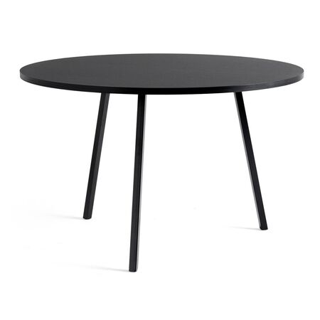 HAY Accessoires Loop Stand Table Round Ø: 120 cm / H: 74 cm , Linoleum Schwarz, Stahl pulverbeschichtet schwarz