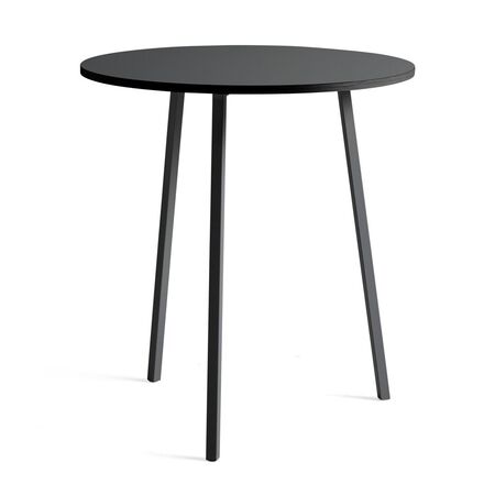 HAY Accessoires Loop Stand Table Round Ø: 90 cm / H: 97 cm, Linoleum Schwarz, Stahl pulverbeschichtet schwarz