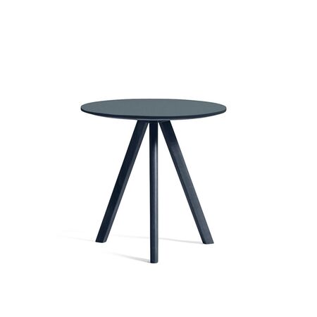 HAY Living Runder Tisch CPH 20 Monochrome Ø: 50 cm / H: 49 cm , Eiche Deep Blue lackiert - Linoleum Smokey Blue 