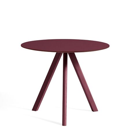 HAY Living Runder Tisch CPH 20 Monochrome Ø: 90 cm / H: 74 cm , Eiche Bordeux lackiert -  Linoleum Burgundy