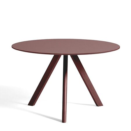 HAY Living Runder Tisch CPH 20 Monochrome Ø: 120 cm / H: 74 cm , Eiche Bordeux lackiert -  Linoleum Burgundy