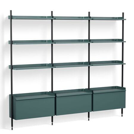 HAY Living Regalsystem Pier Combination 133 - Columns 3 von Hay Blau, Aluminium schwarz eloxiert