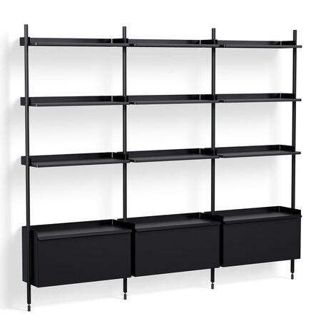 HAY Living Regalsystem Pier Combination 133 - Columns 3 von Hay Schwarz, Aluminium schwarz eloxiert